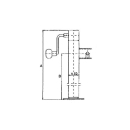 Pie de apoyo con manivela, galvanizado, tubo Ø 60 x 4 mm cuadrado A 415 mm, B 280 mm, carrera 240 mm