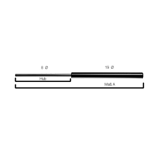 235 mm longitud total carrera 75 mm varilla 8 mm tubo 19 mm Ø